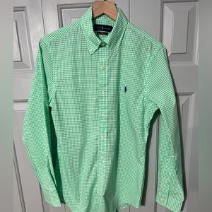 Ralph Lauren Men’s Slim Fit 100% Cotton Stretch size Small in Green Gingham